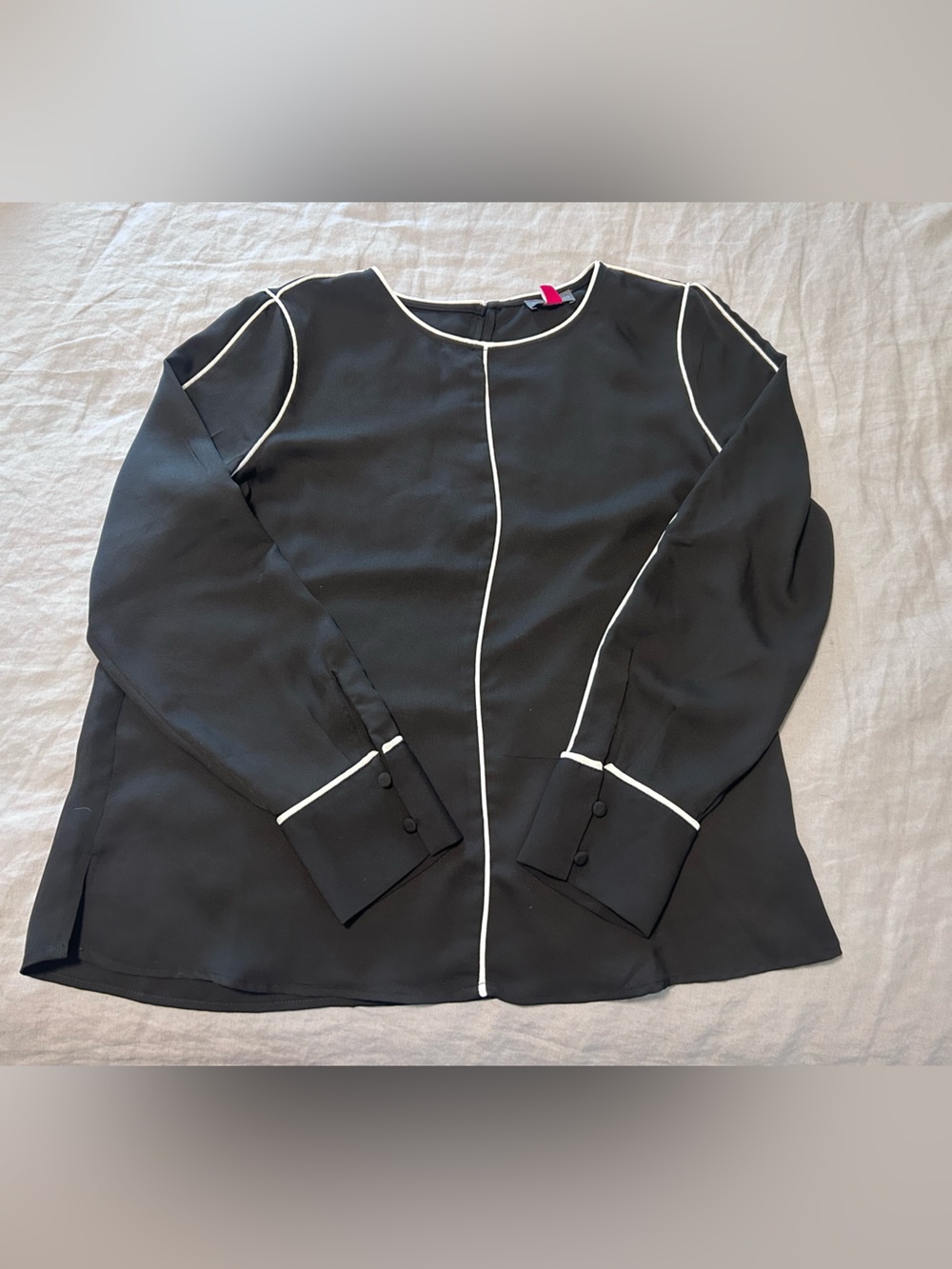 Vince Camuto Black Blouse with White Trim